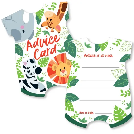 Big Dot of Happiness Jungle Party Animals - Baby Bodysuit Wish Card Safari Zoo Animal Baby Shower Activities - Shaped Advice Cards Game - Set of 20 {1}