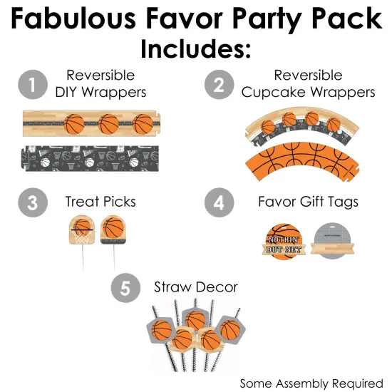 Big Dot of Happiness Nothin&rsquo; But Net - Basketball - Baby Shower or Birthday Party Favors and Cupcake Kit - Fabulous Favor Party Pack - 100 Pieces {3}