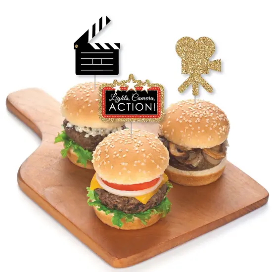 Big Dot of Happiness Red Carpet - Dessert Cupcake Toppers - Movie Night Party Clear Treat Picks - Set of 24 {4}