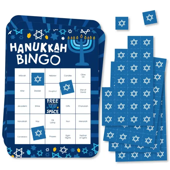 Big Dot of Happiness Hanukkah Menorah - Bingo Cards and Markers - Chanukah Holiday Party Bingo Game - Set of 18 {1}