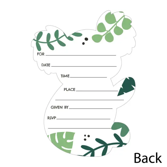 Big Dot of Happiness Koala Cutie - Shaped Fill-In Invitations - Bear Birthday Party and Baby Shower Invitation Cards with Envelopes - Set of 12 {6}