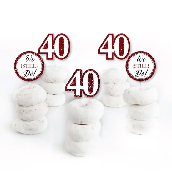 Big Dot of Happiness We Still Do - 40th Wedding Anniversary - Dessert Cupcake Toppers - Anniversary Party Clear Treat Picks - Set of 24 {3}