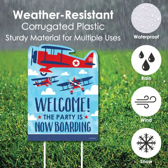 Big Dot of Happiness Taking Flight - Airplane - Party Decorations - Vintage Plane Baby Shower or Birthday Party Welcome Yard Sign {4}