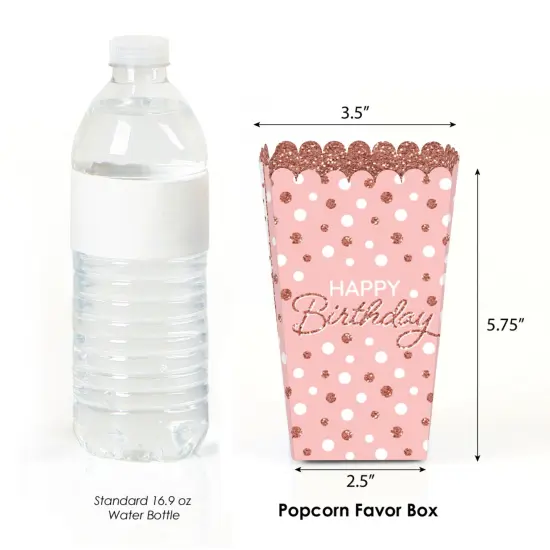 Big Dot of Happiness Pink Rose Gold Birthday - Happy Birthday Party Favor Popcorn Treat Boxes - Set of 12 {3}
