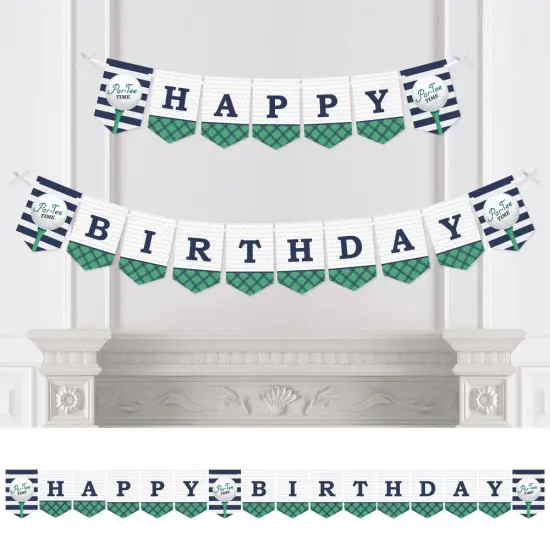 Big Dot of Happiness Par-Tee Time - Golf - Birthday Party Bunting Banner - Golf Party Decorations - Happy Birthday {1}