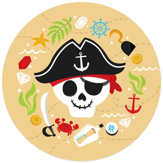 Big Dot of Happiness Pirate Ship Adventures - Skull Birthday Party Circle Sticker Labels - 24 Count {1}