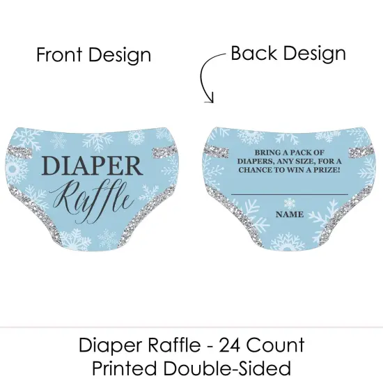 Big Dot of Happiness Winter Wonderland - Diaper Shaped Raffle Ticket Inserts - Snowflake Baby Shower Activities - Diaper Raffle Game - Set of 24 {3}
