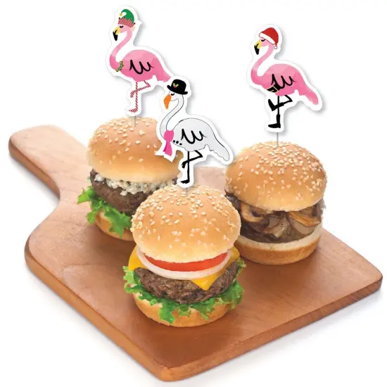 Big Dot of Happiness Flamingle Bells - Dessert Cupcake Toppers - Tropical Flamingo Christmas Clear Treat Picks - Set of 24 {4}