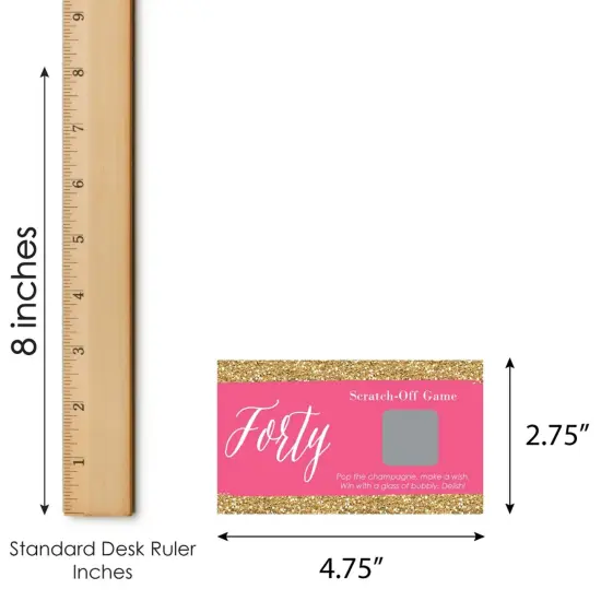 Big Dot of Happiness Chic 40th Birthday - Pink and Gold - Birthday Party Game Scratch Off Cards - 22 Count {7}
