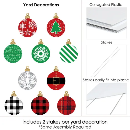Big Dot of Happiness Black, Red and Green Ornaments - Lawn Decorations - Outdoor Holiday and Christmas Yard Decorations - 10 Piece {7}