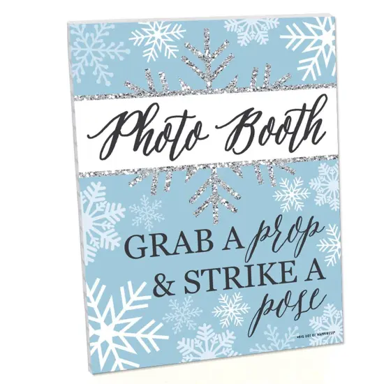 Big Dot of Happiness Winter Wonderland Photo Booth Sign - Winter Party Decor - Printed on Sturdy Plastic - 10.5 x 13.75" Sign with Stand - 1 Piece {1}