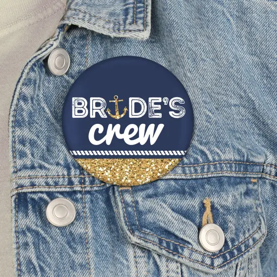 Big Dot of Happiness Last Sail Before The Veil - 3 inch Nautical Bachelorette and Bridal Shower Badge - Pinback Buttons - Set of 8 {4}