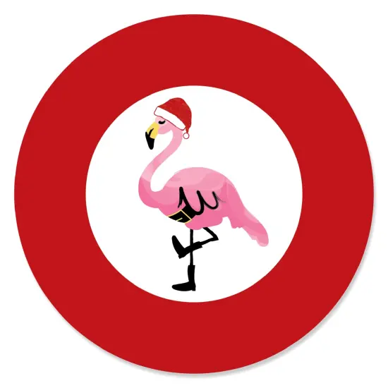 Big Dot of Happiness Flamingle Bells - Tropical Flamingo Christmas Party Circle Sticker Labels - 24 Count {1}