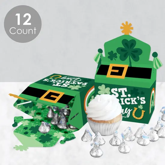 Big Dot of Happiness Shamrock St. Patrick's Day - Treat Box Party Favors - Saint Paddy's Day Party Goodie Gable Boxes - Set of 12 {4}