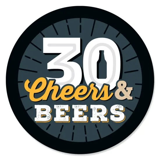Big Dot of Happiness Cheers and Beers to 30 Years - 30th Birthday Party Circle Sticker Labels - 24 Count {1}