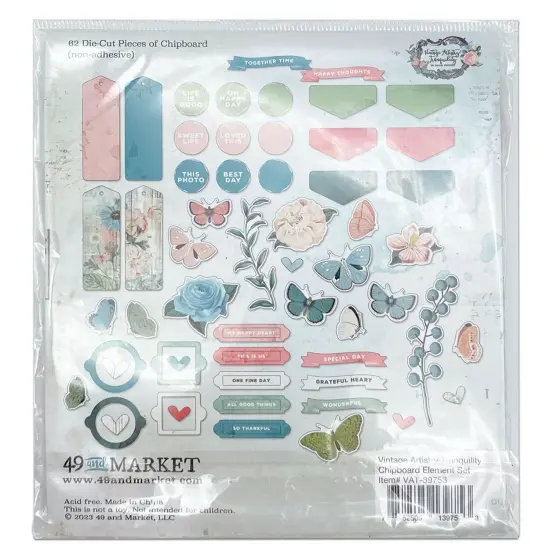 Vintage Artistry Tranquility Chipboard Set-62/Pkg {2}