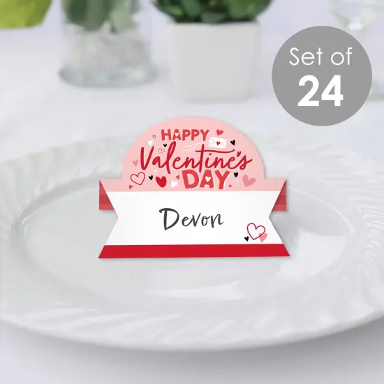 Big Dot of Happiness Happy Valentine&rsquo;s Day - Valentine Hearts Party Tent Buffet Card - Table Setting Name Place Cards - Set of 24 {3}