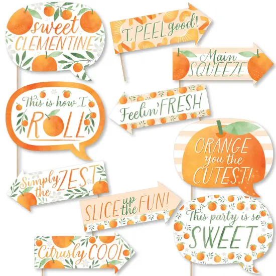 Big Dot of Happiness Funny Little Clementine - Orange Citrus Baby Shower or Birthday Party Photo Booth Props Kit - 10 Piece {1}