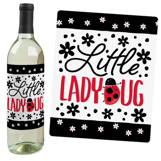 Big Dot of Happiness Happy Little Ladybug - Baby Shower or Birthday Party Decorations for Women and Men - Wine Bottle Label Stickers - Set of 4 {7}