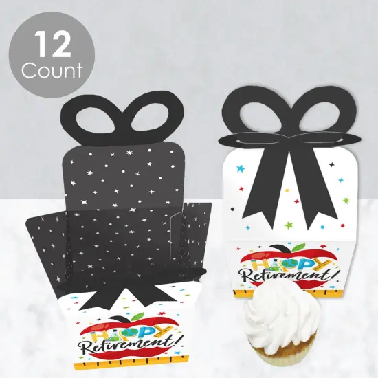 Big Dot of Happiness Teacher Retirement - Square Favor Gift Boxes - Happy Retirement Party Bow Boxes - Set of 12 {4}