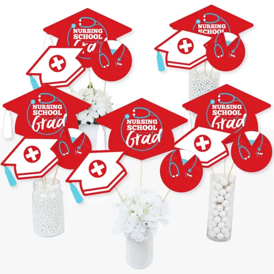 Big Dot of Happiness Nurse Graduation - Medical Nursing Graduation Party Centerpiece Sticks - Table Toppers - Set of 15 {3}