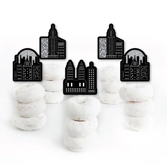 Big Dot of Happiness Nighttime City Skyline - Dessert Cupcake Toppers - New York Party Clear Treat Picks - Set of 24 {3}