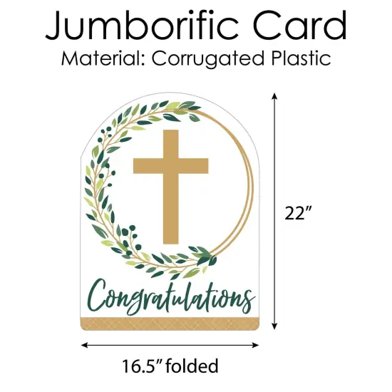 Big Dot of Happiness Elegant Cross - Religious Congratulations Giant Greeting Card - Big Shaped Jumborific Card {6}