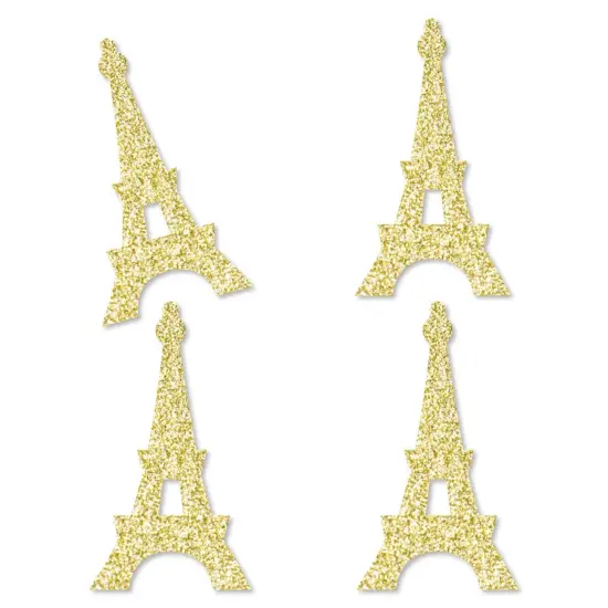 Big Dot of Happiness Gold Glitter Eiffel Tower - No-Mess Real Gold Glitter Cut-Outs - Paris Themed Baby Shower or Birthday Party Confetti - Set of 24 {1}