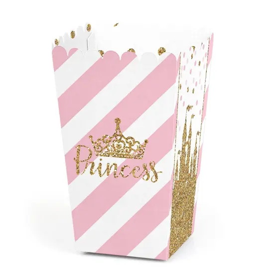 Big Dot of Happiness Little Princess Crown - Pink and Gold Princess Baby Shower or Birthday Party Favor Popcorn Treat Boxes - Set of 12 {1}