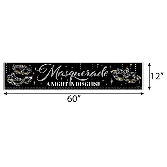 Big Dot of Happiness Masquerade - Mask Party Decorations Party Banner {3}