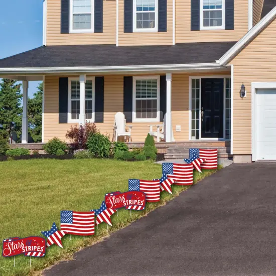 Big Dot of Happiness Stars & Stripes - American Flag & Star Lawn Decor - Outdoor Memorial Day & 4th of July USA Patriotic Yard Decorations - 10 Piece {4}