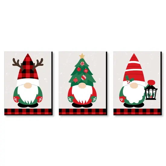 Big Dot of Happiness Red and Green Holiday Gnomes - Christmas Wall Art Room Decor - 7.5 x 10 inches - Set of 3 Prints {1}