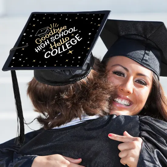 Big Dot of Happiness Goodbye High School, Hello College - Graduation Cap Decorations Kit - Grad Cap Cover {3}