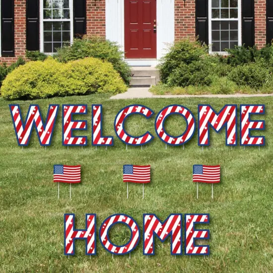 Big Dot of Happiness Patriotic Welcome Home - Yard Sign Outdoor Lawn Decorations - Military Homecoming Yard Signs {4}