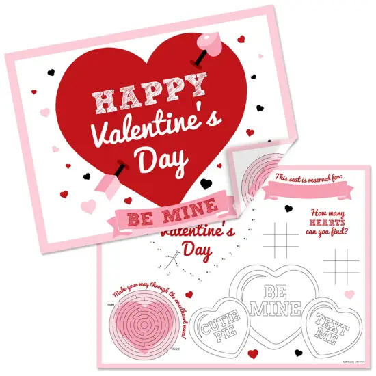 Big Dot of Happiness Conversation Hearts - Paper Valentine's Day Party Coloring Sheets - Activity Placemats - Set of 16 {1}