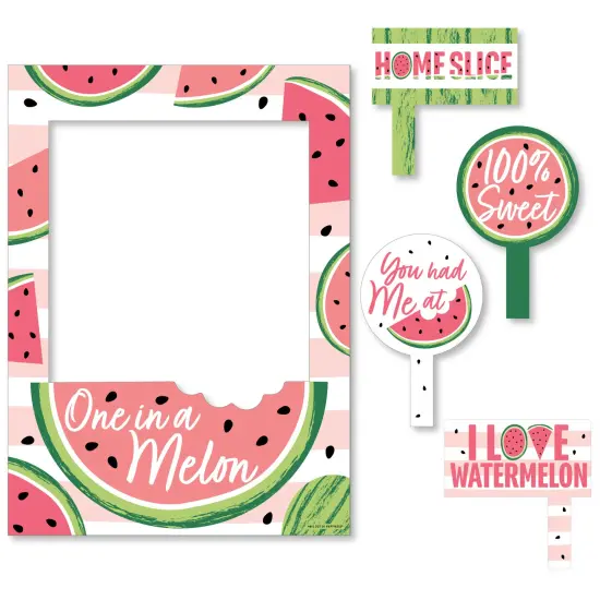 Big Dot of Happiness Sweet Watermelon - Fruit Party Selfie Photo Booth Picture Frame and Props - Printed on Sturdy Material {7}