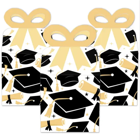 Big Dot of Happiness Goodbye High School, Hello College - Square Favor Gift Boxes - Graduation Party Bow Boxes - Set of 12 {3}