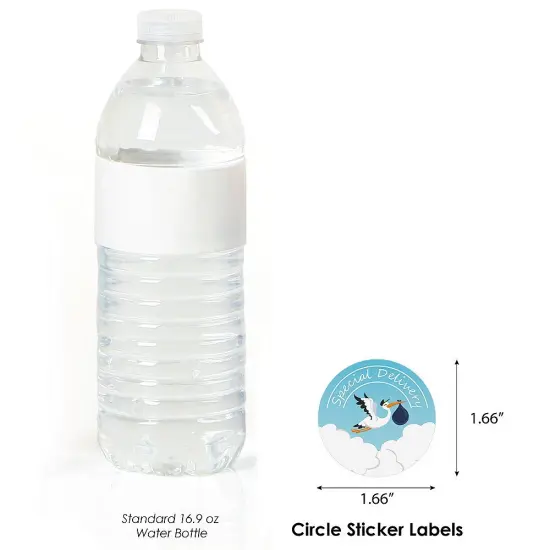 Big Dot of Happiness Boy Special Delivery - Blue It's A Boy Stork Baby Shower Circle Sticker Labels - 24 Count {4}