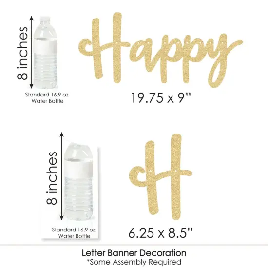 Big Dot of Happiness We Still Do - 50th Wedding Anniversary - Letter Banner Decor - 36 Cutouts & No-Mess Real Gold Glitter Happy Anniversary Letters {7}