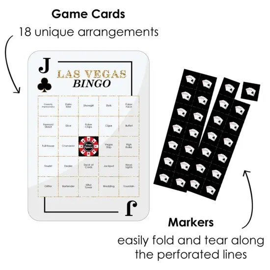 Big Dot of Happiness Las Vegas - Bar Bingo Cards and Markers - Casino Party Bingo Game - Set of 18 {3}