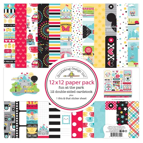 Doodlebug Double-Sided Paper Pack 12"X12" 12/Pkg-Fun At The Park {1}