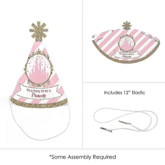 Big Dot of Happiness Little Princess Crown - Mini Cone Pink and Gold Princess Baby Shower or Birthday Party Hats - Small Little Party Hats - Set of 8 {6}