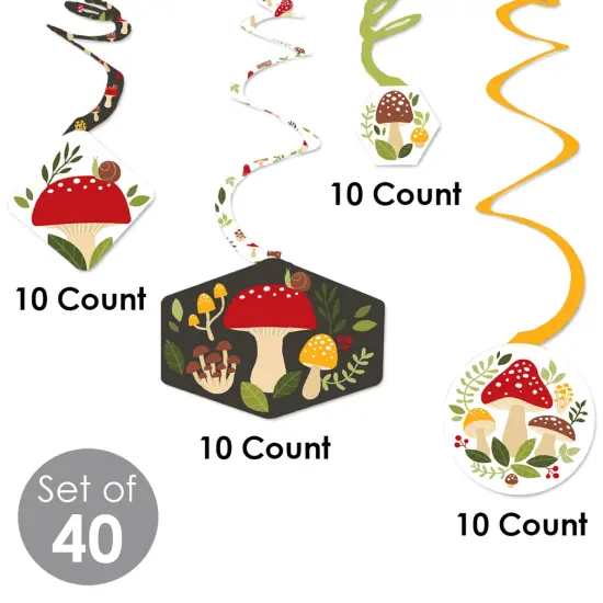 Big Dot of Happiness Wild Mushrooms - Red Toadstool Party Hanging Decor - Party Decoration Swirls - Set of 40 {6}