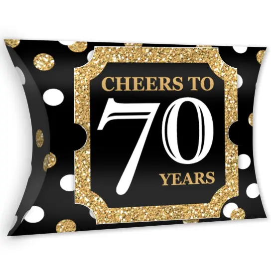 Big Dot of Happiness Adult 70th Birthday - Gold - Favor Gift Boxes - Birthday Party Large Pillow Boxes - Set of 12 {1}