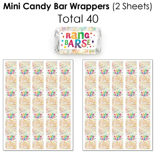 Big Dot of Happiness Holi Hai - Mini Candy Bar Wrappers, Round Candy Stickers & Circle Stickers - Festival of Colors Candy Favor Sticker Kit - 304 Pc {4}