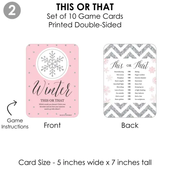 Big Dot of Happiness Pink Winter Wonderland - 4 Holiday Snowflake Birthday Party and Baby Shower Games - 10 Cards Each - Gamerific Bundle {7}