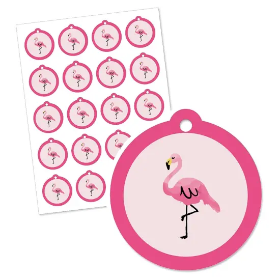 Big Dot of Happiness Pink Flamingo - Tropical Summer Favor Gift Tags (Set of 20) {3}