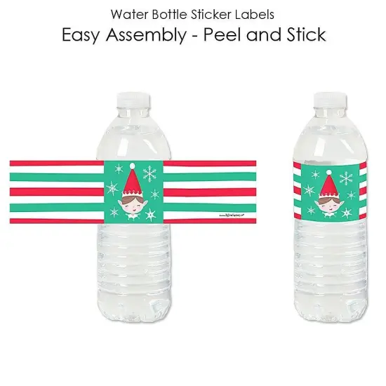 Big Dot of Happiness Elf Squad - Kids Elf Christmas and Birthday Party Water Bottle Sticker Labels - Set of 20 {3}