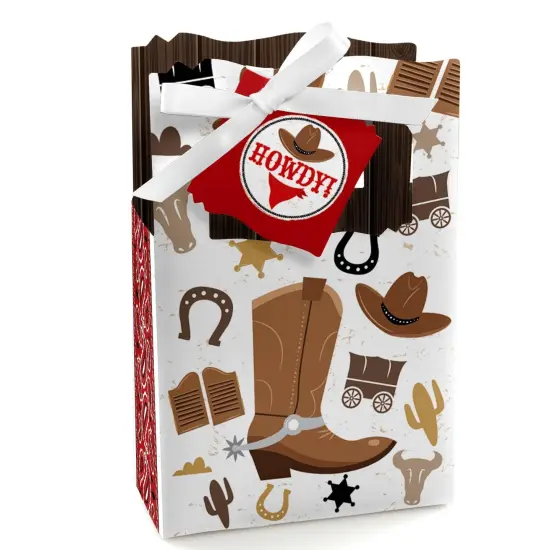 Big Dot of Happiness Western Hoedown - Wild West Cowboy Party Favor Boxes - Set of 12 {1}