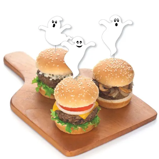 Big Dot of Happiness Spooky Ghost - Dessert Cupcake Toppers - Halloween Party Clear Treat Picks - Set of 24 {4}